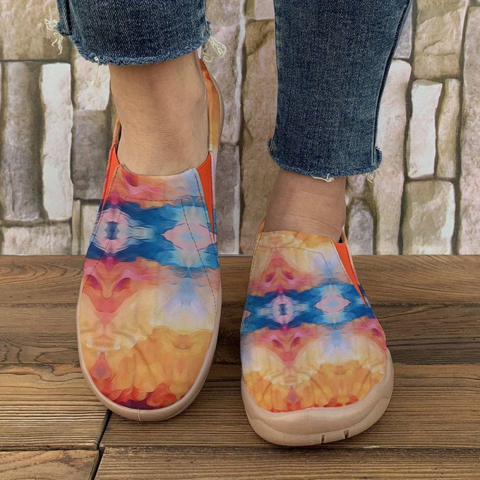 Women's Slip-On Canvas Sneakers - Comfortable, Soft Sole Casual Shoes for All Seasons, Breathable Fabric