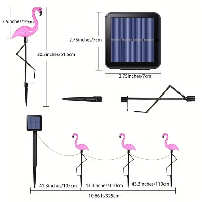 1pc\u002F3pcs Garden Outdoor Flamingo LED Stake Lights Solar Powered For Garden, Lawn, Patio, Pond, Backyard Decor, Halloween Decorations Lights Outdoor