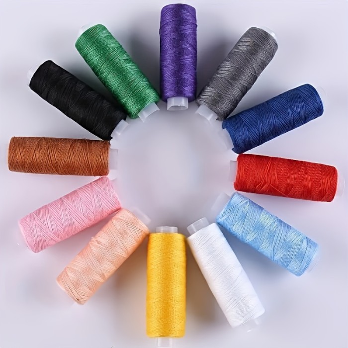 10pcs Random Color Home Multi-color Sewing Thread Hand-stitched Sewing Thread Home Small Roll Set Multi-color Hand Stitched Polyester Thumb Hand Cross-stitch Sewing Machine Thread