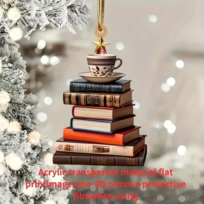 Acrylic Book-Inspired 2D Pendant - Versatile Decor for Car Rearview Mirror, Bags & Keychains - Perfect Couple's Gift & Holiday Accessory
