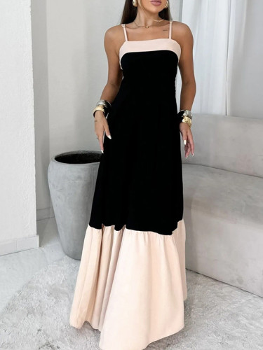 Stylish Patchwork Long Strap Dress