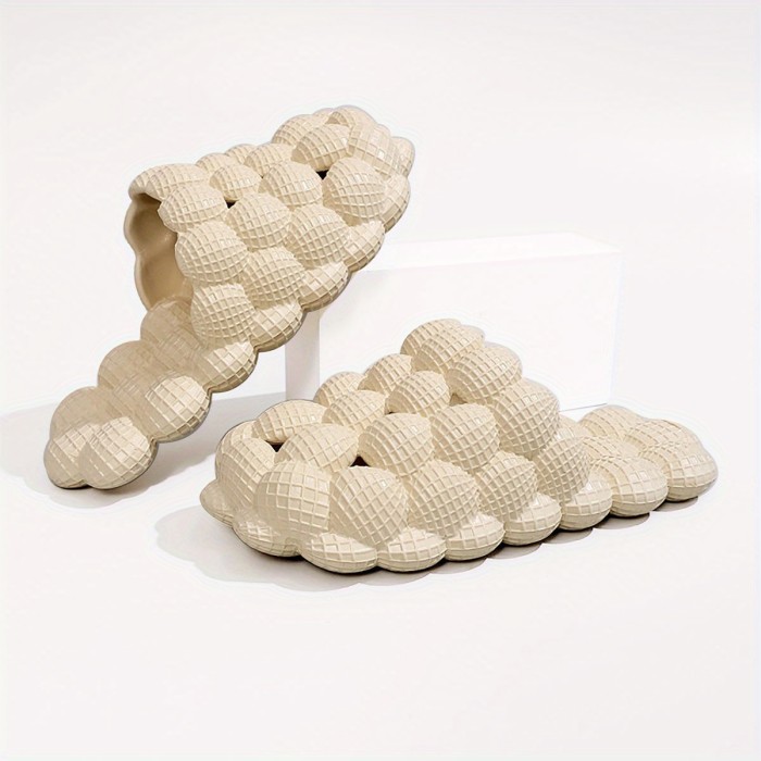 Womens Solid Hue Pillow-Soft Bubble Slides - Ultra Cushioned Comfort for Effortless Luxury