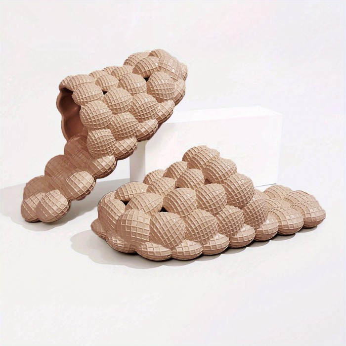 Womens Solid Hue Pillow-Soft Bubble Slides - Ultra Cushioned Comfort for Effortless Luxury