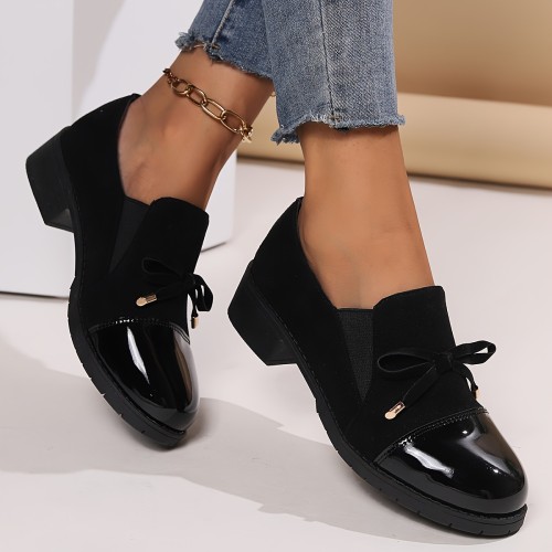 Thick-soled high-heeled Women's flat shoes Women's casual shoes home shoes loafers Women's nurse shoes bow high-heeled shoes Women's flat shoes elastic velvet breathable single shoes