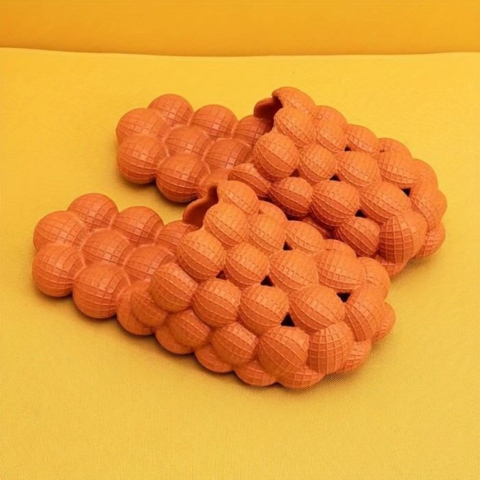 Womens Solid Hue Pillow-Soft Bubble Slides - Ultra Cushioned Comfort for Effortless Luxury