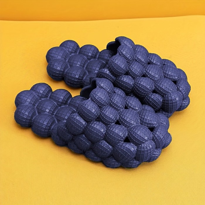 Womens Solid Hue Pillow-Soft Bubble Slides - Ultra Cushioned Comfort for Effortless Luxury