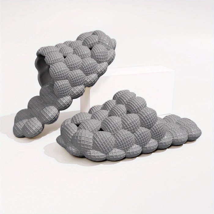 Womens Solid Hue Pillow-Soft Bubble Slides - Ultra Cushioned Comfort for Effortless Luxury