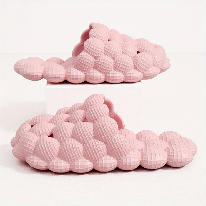 Womens Solid Hue Pillow-Soft Bubble Slides - Ultra Cushioned Comfort for Effortless Luxury