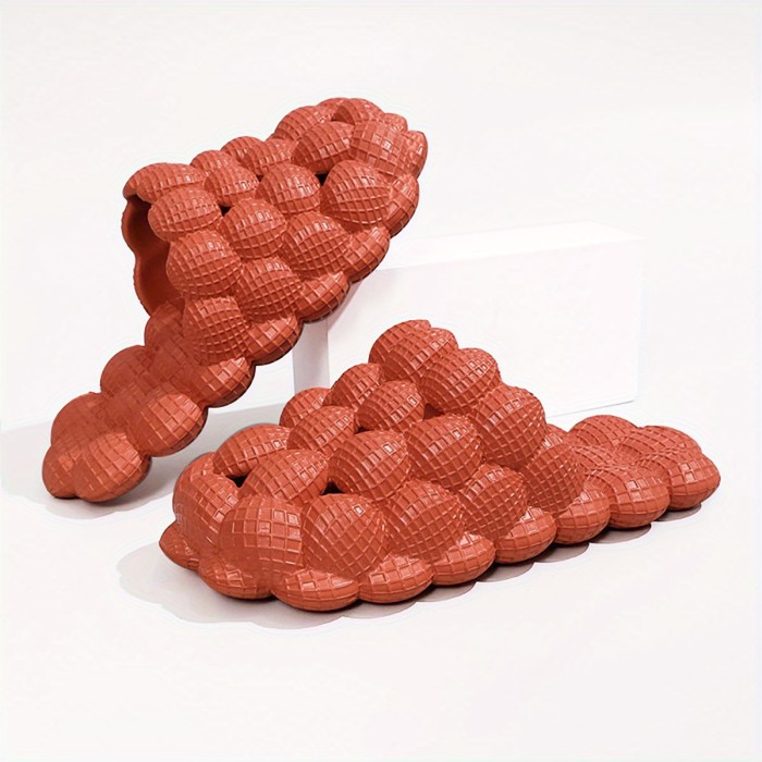 Womens Solid Hue Pillow-Soft Bubble Slides - Ultra Cushioned Comfort for Effortless Luxury