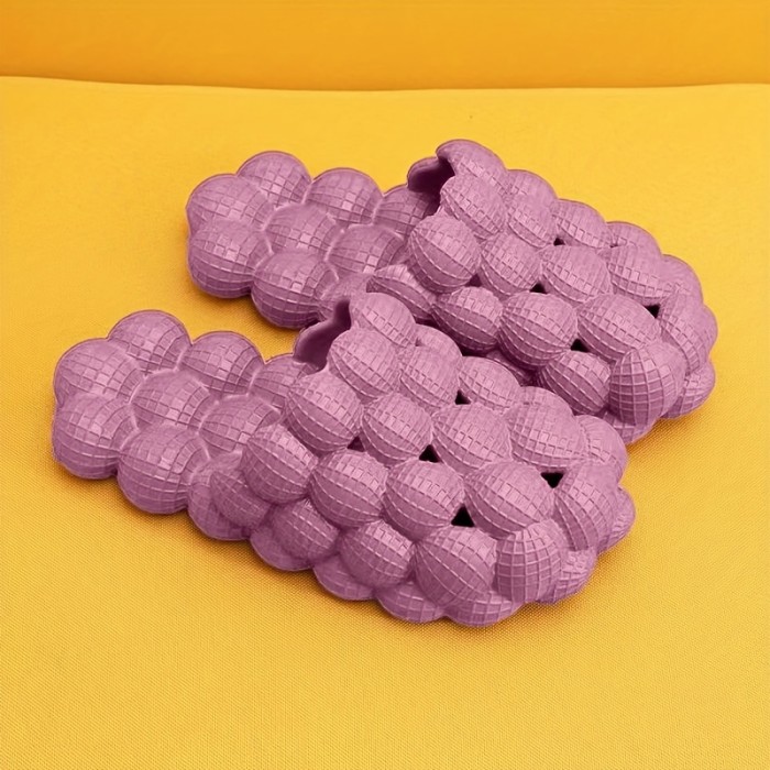 Womens Solid Hue Pillow-Soft Bubble Slides - Ultra Cushioned Comfort for Effortless Luxury