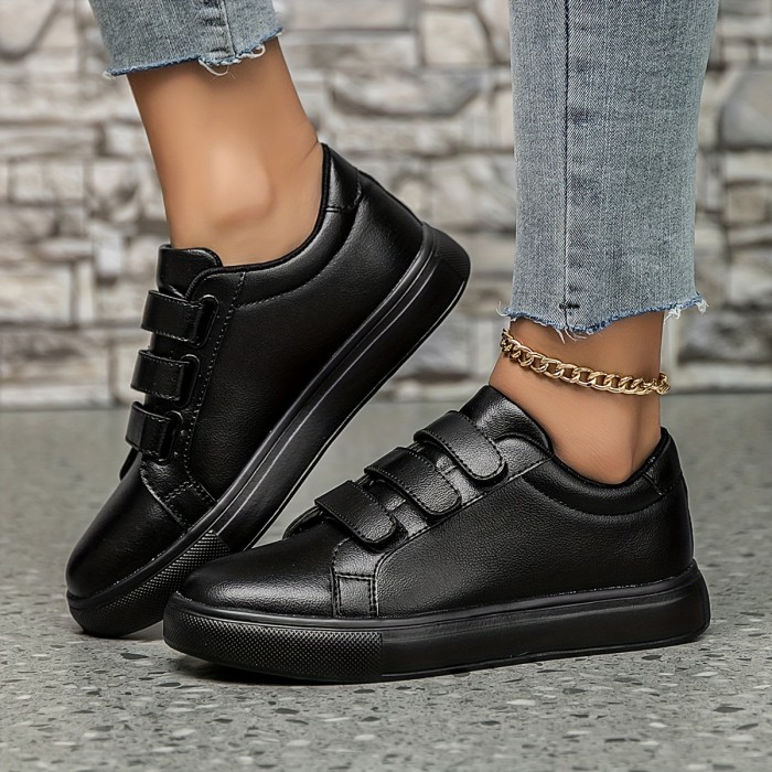 Women's Minimalist Solid Color Low-Top Sneakers - Casual Lace-Up Flats with EVA Sole, Lightweight & Versatile for All Seasons, Leisure Style