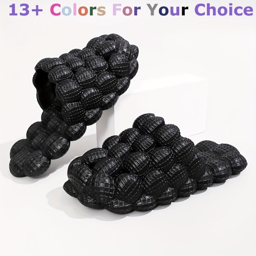 Womens Solid Hue Pillow-Soft Bubble Slides - Ultra Cushioned Comfort for Effortless Luxury