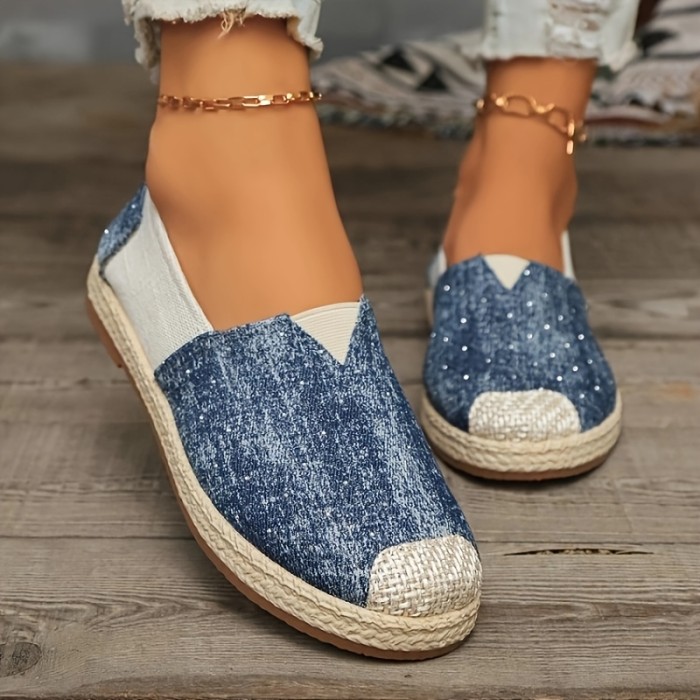 Women'S Fashion Casual Canvas Shoes, Solid Color, Round Toe, Fabric Upper\u002FInner, Rubber Sole, Non-Washable - Spring Season Essential