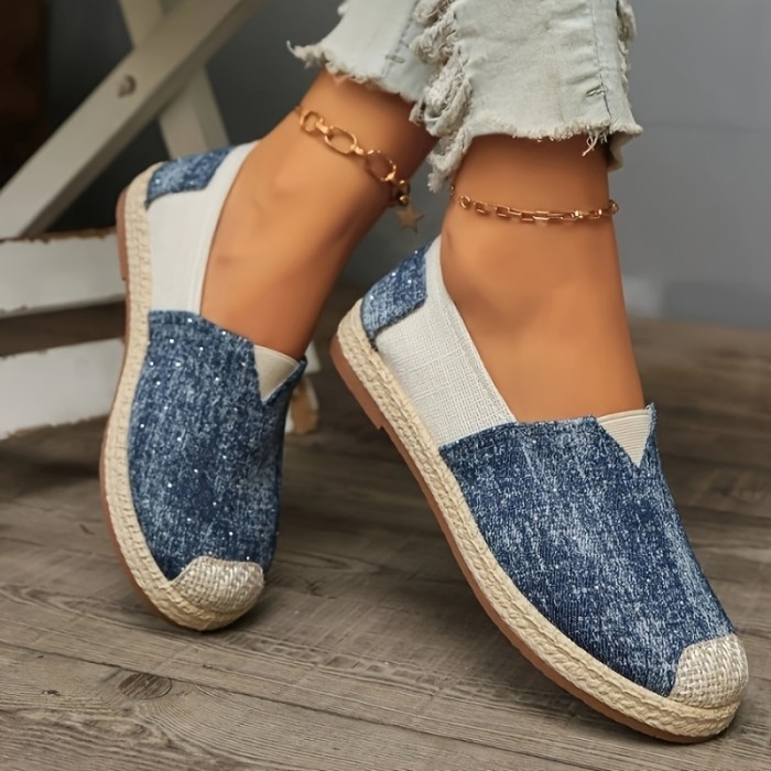 Women'S Fashion Casual Canvas Shoes, Solid Color, Round Toe, Fabric Upper\u002FInner, Rubber Sole, Non-Washable - Spring Season Essential