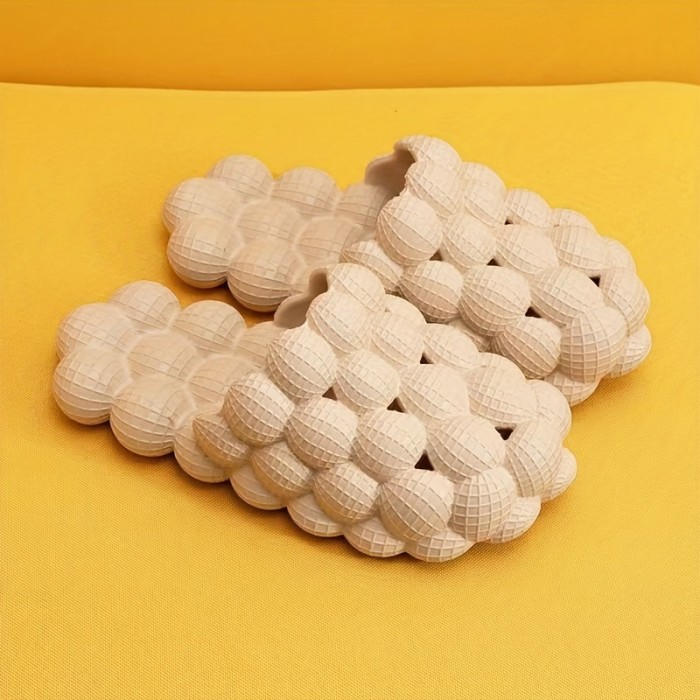 Womens Solid Hue Pillow-Soft Bubble Slides - Ultra Cushioned Comfort for Effortless Luxury