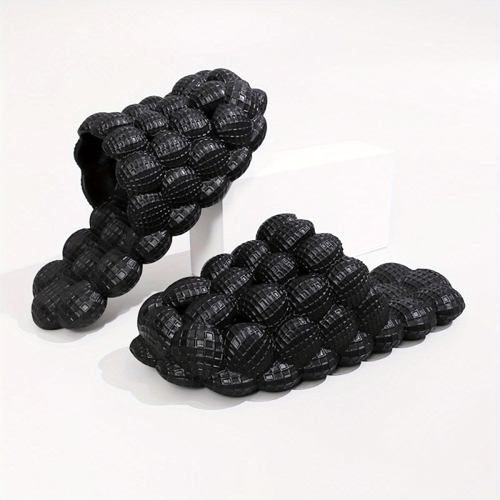 Womens Solid Hue Pillow-Soft Bubble Slides - Ultra Cushioned Comfort for Effortless Luxury