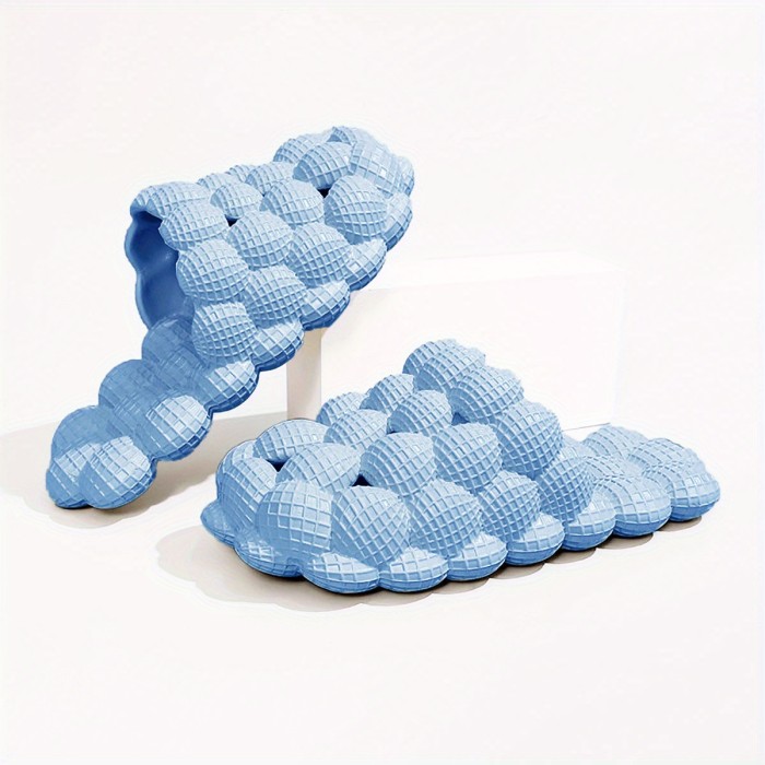 Womens Solid Hue Pillow-Soft Bubble Slides - Ultra Cushioned Comfort for Effortless Luxury