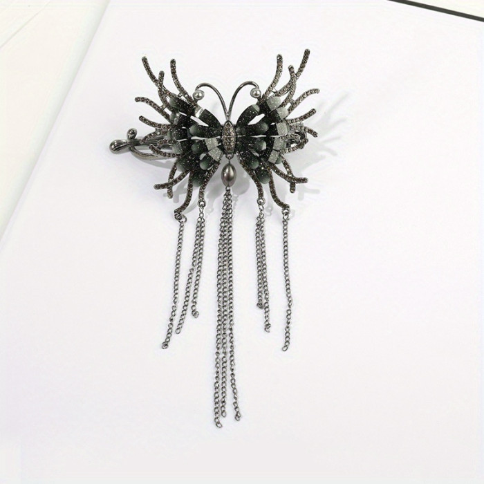 1pc Exquisite Simple Niche Design Butterfly Tassel Twisted Hair Clips for Women Daily New Year and Valentine'S Day Birthday Gift Jewelry - Elegant Temperament Back of the Head Women'S Headpieces