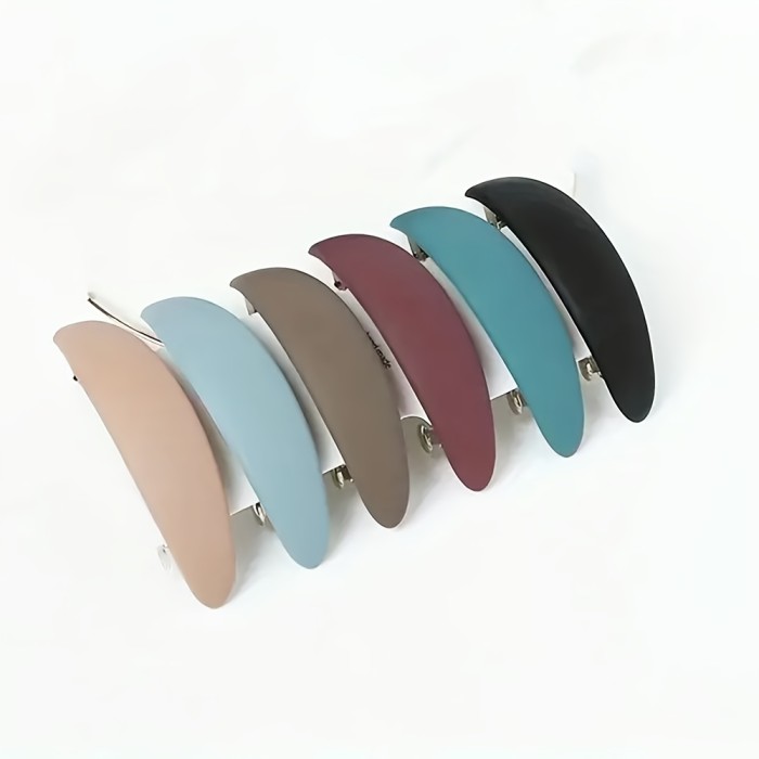 6pcs Elegant Vintage Acrylic Hair Clips Set, Solid Color Spring Clamps for Ponytails and Updos, Half-round, Hair Accessories