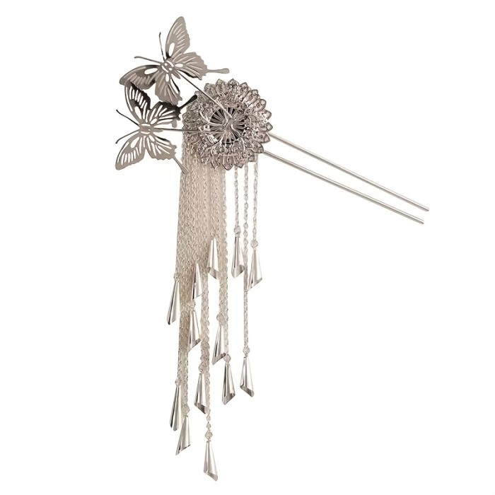 Elegant Butterfly Hairpin with Tassel - Traditional Chinese Hanfu Accessory for Women, Perfect for Parties & Special Occasions, Bell, Hair Clip