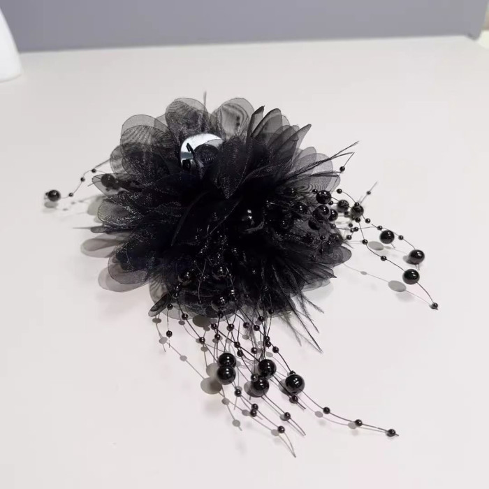 Elegant Peony Flower & Bead Tassel Hair Clip - Versatile Styling Accessory for Women, Perfect for Everyday Use