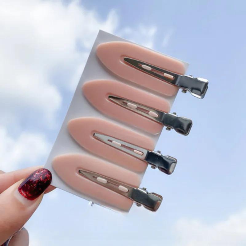4pcs No Crease Hair Clips Set, Plastic Seamless Hairpins Unscented, No Bend Beauty Styling Barrettes for Makeup Application, Face Washing for Women and Girls