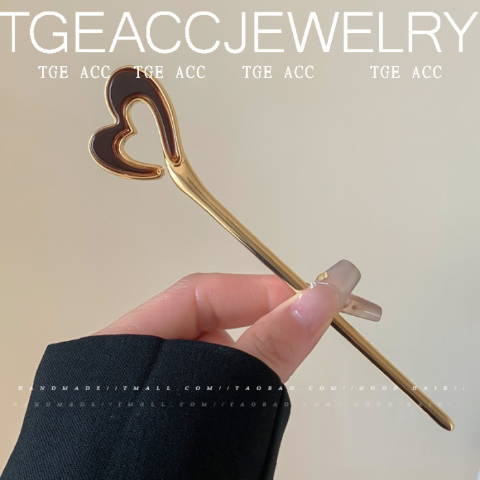 1 New Chinese Modern Simple Love Tray Hairpin Qipao Hanfu Hair Pin for Valentine'S Day New Year Gift