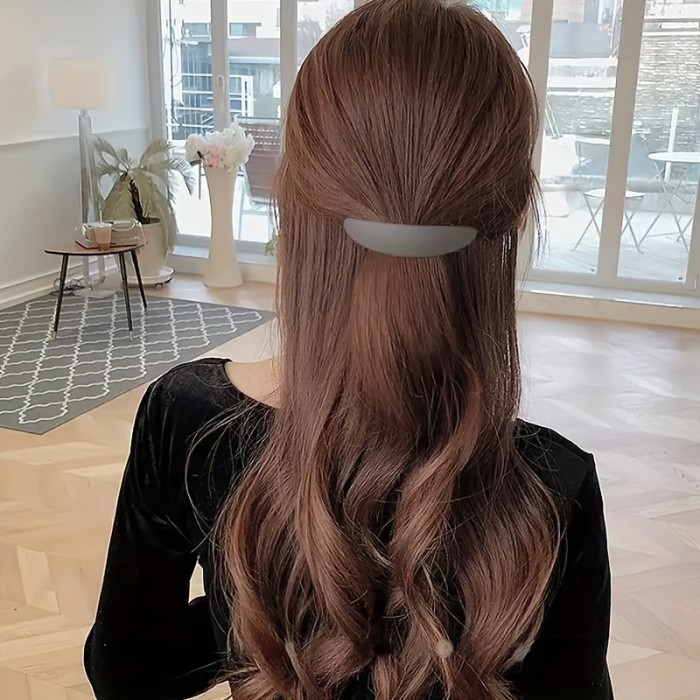 6pcs Elegant Vintage Acrylic Hair Clips Set, Solid Color Spring Clamps for Ponytails and Updos, Half-round, Hair Accessories
