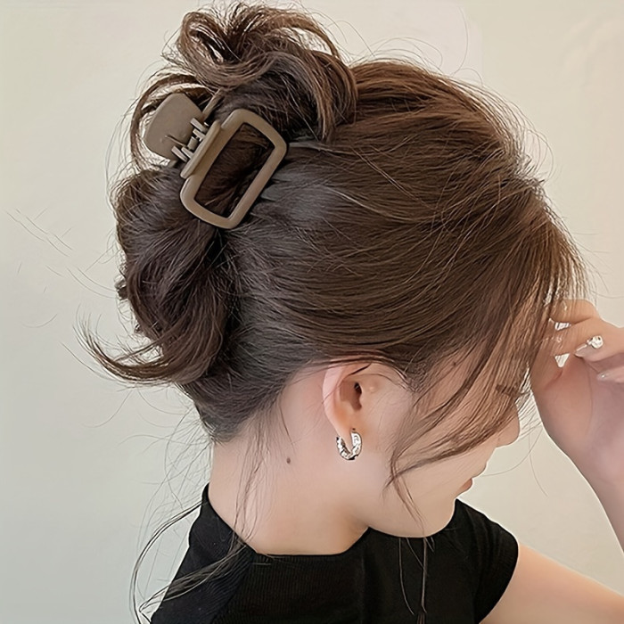 4-Piece Set Elegant Matte Square Hair Claws for Women and Girls - Multifunctional Fashion Shark Clips, Suitable for Ponytails and Updos, Made of Durable Plastic, Medium Size