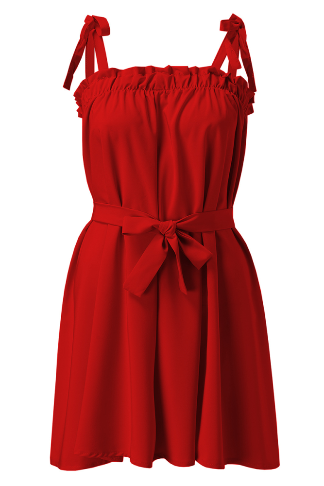 Fashion Solid Bandage Spaghetti Strap Straight Dresses(4 Colors)