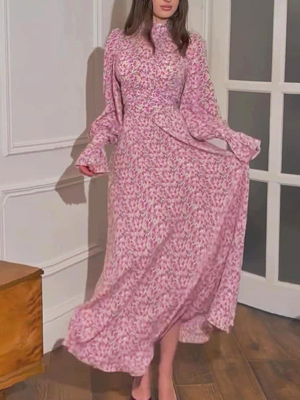 Soft Style Loose Lace-up Print Dress
