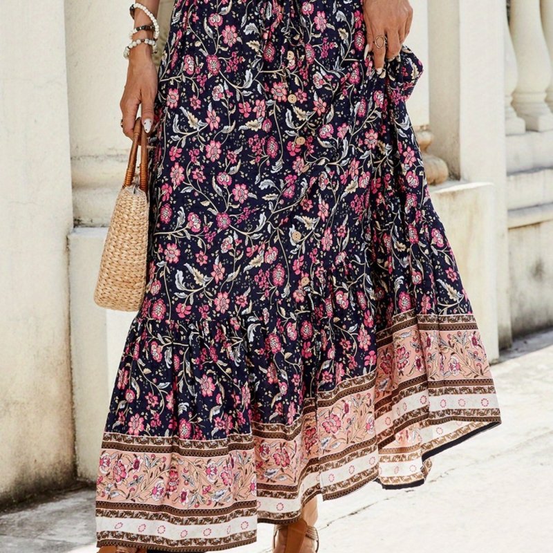 Women'S Bohemian Split Halter Skirt Seaside Holiday Beach Skirt