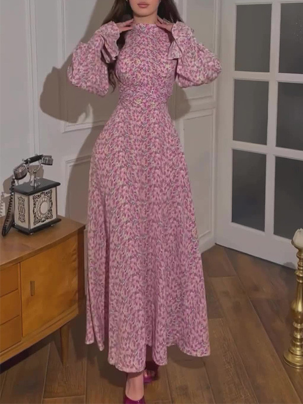 Soft Style Loose Lace-up Print Dress