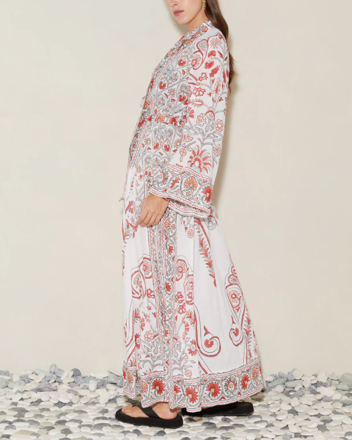 Bohemian Print Long Sleeve Dress