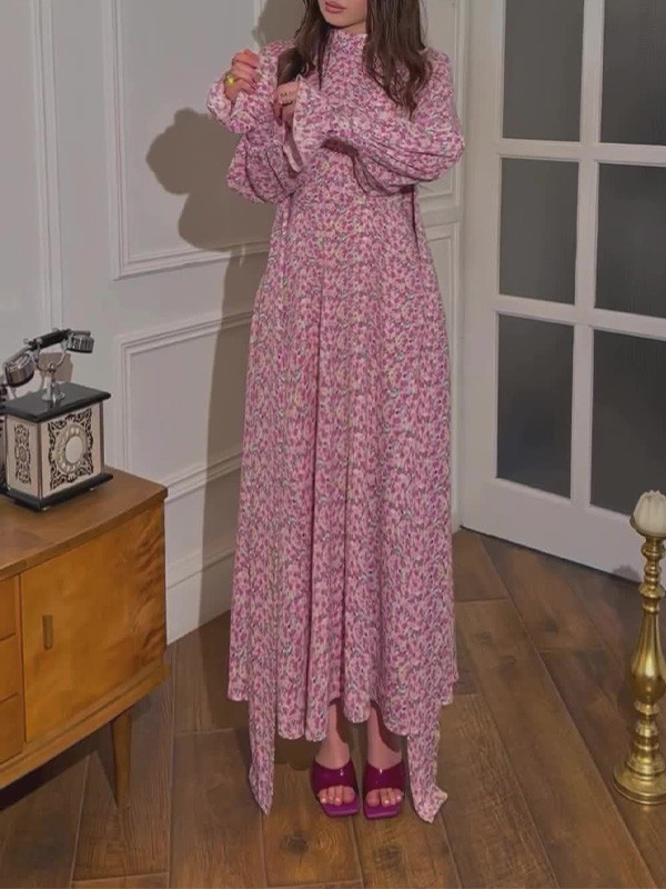 Soft Style Loose Lace-up Print Dress