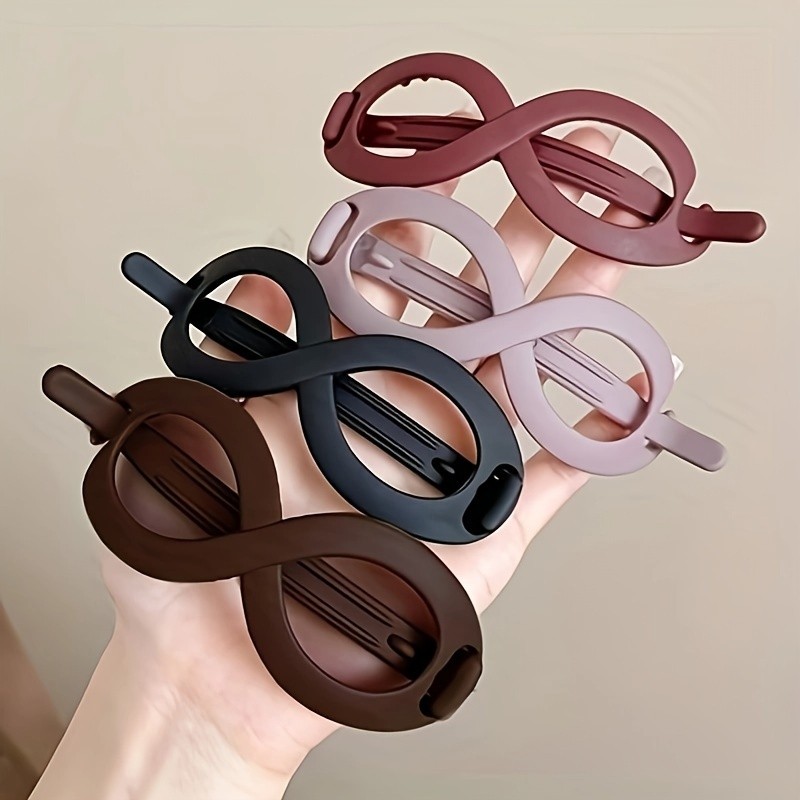 4pcs\u002F3pcs 8-character frosted hairpin headwear for Women's temperament, back-of-the-head bun hair clip, fashionable one-word hair clip, simple bun hair clip, twist hair accessory