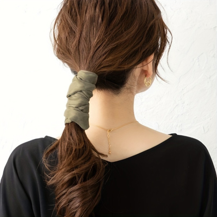 Single Piece Elegant Fabric Hair Tie - Minimalist Solid Color Daily Headband with Tail for Women, Fashion Accessory