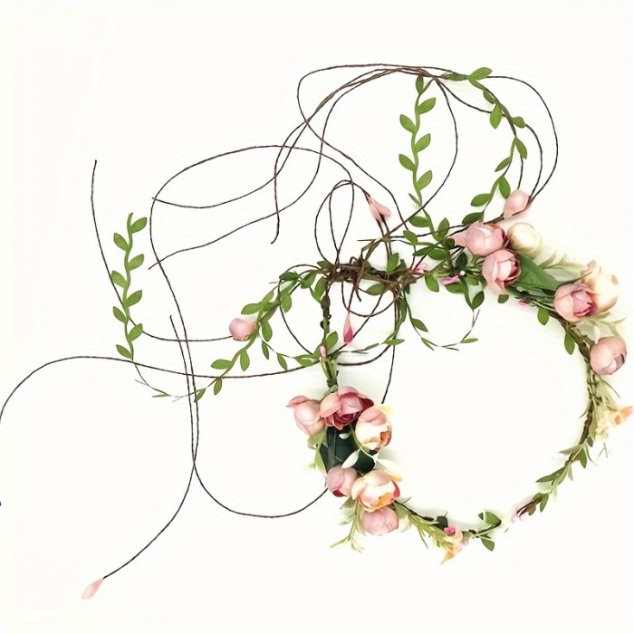 1PC Artificial Flower Hair Hoop Aesthetic Garland Headband Wedding Dress Wedding Bridal Headpiece