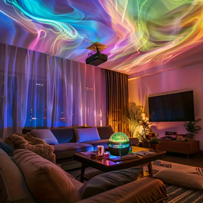 RGB Remote Control Aurora LED Mood Projection Light, Galaxy Star Projector for Bedroom Night Light, Adult Room Decoration, Home Theater, Ceiling, Camping, Wedding, Holiday Party, and Christmas Gift