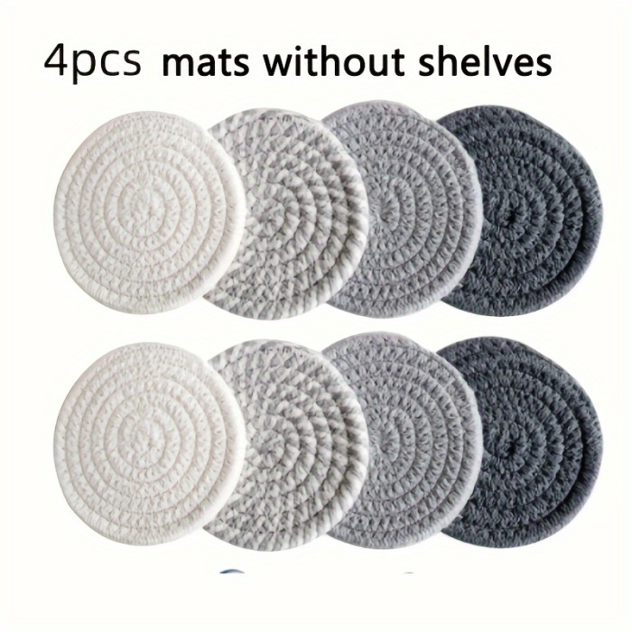 Absorbent Beverage Coaster Set with Stand, Minimalist Woven Coasters for Coffee Table, Home Decor and Tabletop Protection, 4pcs\u002F8pcs, Coaster Set