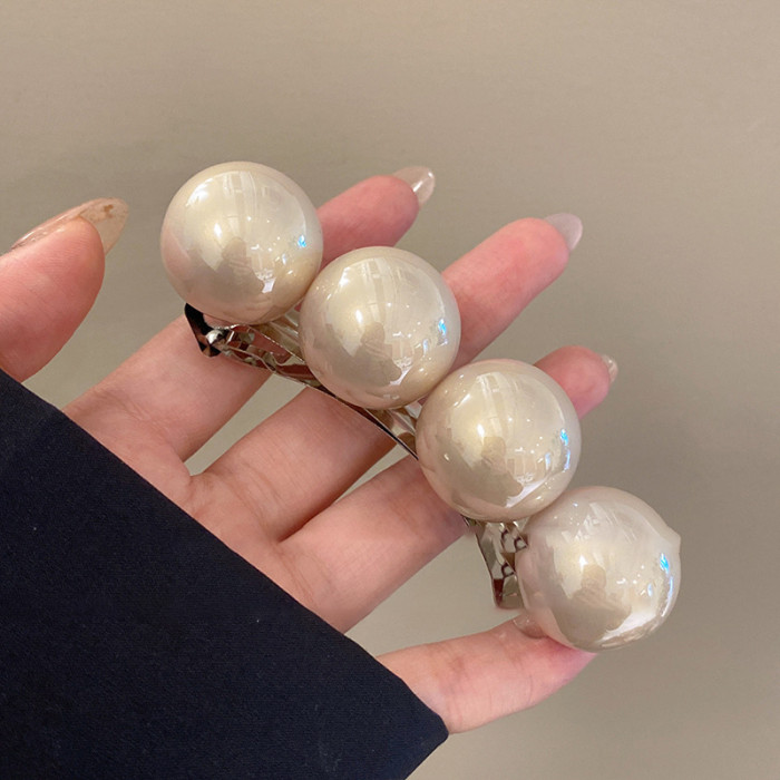 Rectangular, Flat, Round Pearl Hair Clip, New Spring Clip, Fashionable And Versatile Square Hair Accessory for Women