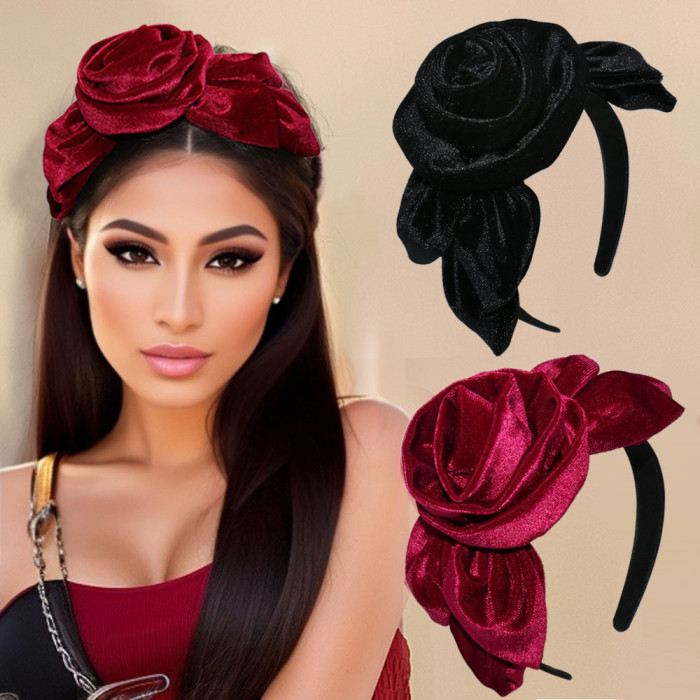 1pc Vintage Velvet Flower Hair Band for Women, Elegant Leaf Headwear, Luxury Hair Accessories, Perfect for Party Or Birthday Gift
