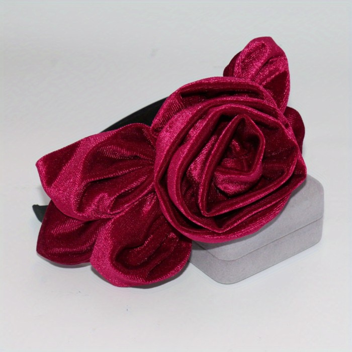 1pc Vintage Velvet Flower Hair Band for Women, Elegant Leaf Headwear, Luxury Hair Accessories, Perfect for Party Or Birthday Gift