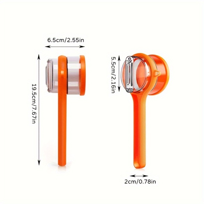 1pc Food-Safe Multi-Functional Fruit & Vegetable Peeler with Serrated Blade and Storage Box - PET Material, Perfect for Kitchen & Dorm Use