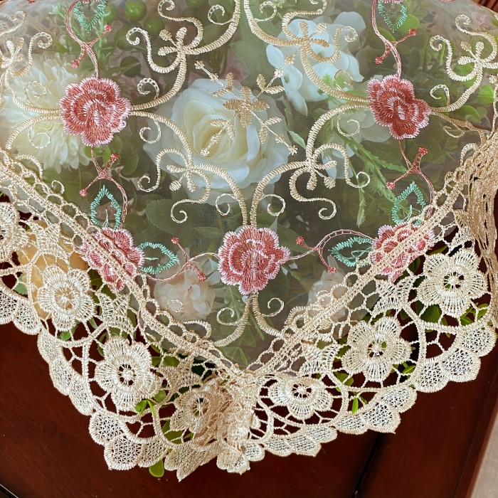 1pc Vibrant Embroidery Stitching Lace Organza Fabric - Decorative Fabric for Home and Holiday Decorations - Various Sizes (16x16in, 16x36in, 16x44in, 16x60in, 16x72in, 16x88in) for DIY Projects and Crafting