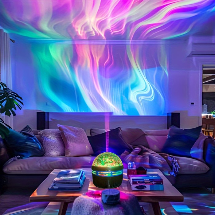 RGB Remote Control Aurora LED Mood Projection Light, Galaxy Star Projector for Bedroom Night Light, Adult Room Decoration, Home Theater, Ceiling, Camping, Wedding, Holiday Party, and Christmas Gift