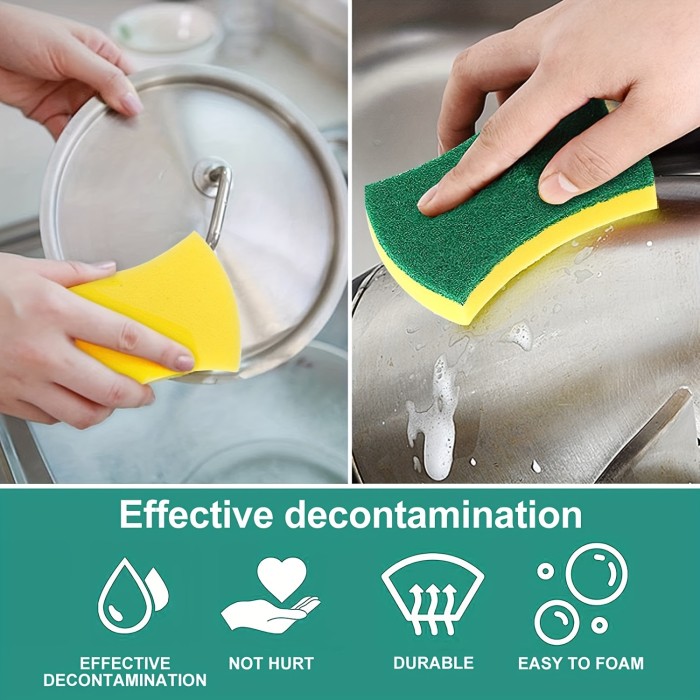 12\u002F24pcs Kitchen Cleaning Sponge, Dish Towel, Scouring Pad, Dishware Anti-Scratch Scrubbing Sponge