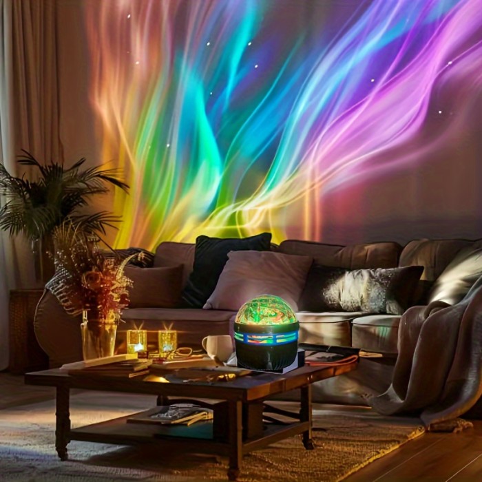 RGB Remote Control Aurora LED Mood Projection Light, Galaxy Star Projector for Bedroom Night Light, Adult Room Decoration, Home Theater, Ceiling, Camping, Wedding, Holiday Party, and Christmas Gift