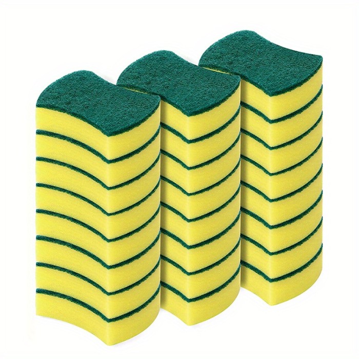 12\u002F24pcs Kitchen Cleaning Sponge, Dish Towel, Scouring Pad, Dishware Anti-Scratch Scrubbing Sponge