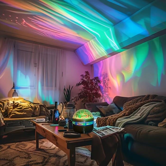 RGB Remote Control Aurora LED Mood Projection Light, Galaxy Star Projector for Bedroom Night Light, Adult Room Decoration, Home Theater, Ceiling, Camping, Wedding, Holiday Party, and Christmas Gift